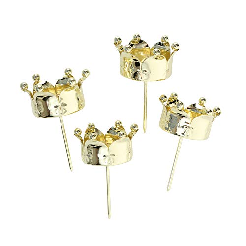 B&B 4 STÜCK Kerzenstecker Krone Gold Farben Teelichthalter zum Stecken Kerzenhalter Metall Kerzenpick Stecker Kerzenstecker Adventskranz Stecker Windlichtstecker Halterung von B&B