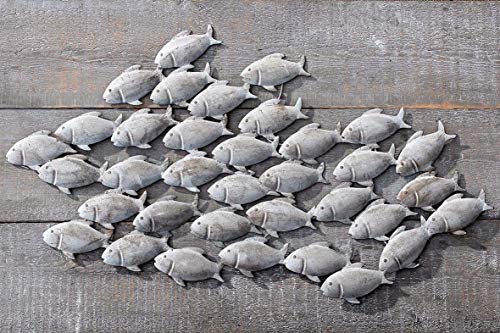 B&B Wandbild Fischschwarm aus Eisen in Grau 97 x 54 cm Fische Bild von B&B