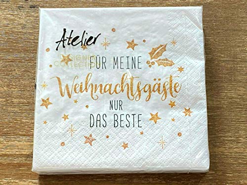 B & C Tisch Servietten 'Für Meine Weihnachtsgäste ' - 20 x chlorfrei 33x33cm - 3-lagig Weihnachten von B & C