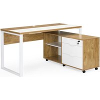 B&d Home - Schreibtisch Set Svea Set mit Bürotisch Rollcantainer für Büro, Arbeitszimmer, Jugendzimmer modern Industrial Design 140x77x130 cm, von B&D HOME