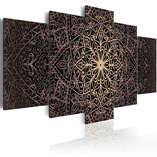 B&D XXL Acrylglasbild Abstrakt 200x100 cm 5 Teilig Wandbild auf Acryl Glas Bilder Kunstdruck Moderne Wanddekoration - Mandala Orient Ornament f-C-0133-k-n von B&D XXL