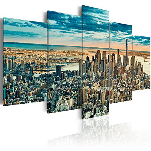 B&D XXL Acrylglasbild New York 200x100 cm 5 Teilig Wandbild auf Acryl Glas Bilder Kunstdruck Moderne Wanddekoration - Skyline Architektur Stadt d-B-0069-k-n von B&D XXL