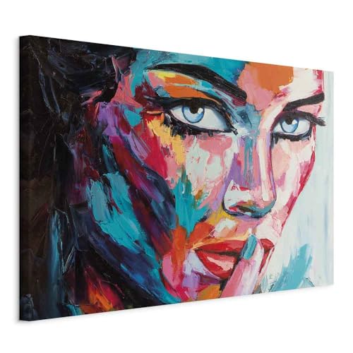 B&D XXL - Akustikbild Frau Bilder Akustikschaum Hochleistungsschallabsorber Schallschutz Leinwand 1 tlg Wandbild Raumakustik Schalldämmung Porträt Abstrakt Mund Kopf wie gemalt von B&D XXL