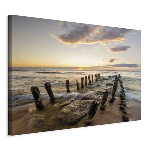 B&D XXL - Akustikbild Meer Bilder Akustikschaum Hochleistungsschallabsorber Schallschutz Leinwand 1 tlg Wandbild Raumakustik Schalldämmung Landschaft Strand Natur Sonnenuntergang von B&D XXL