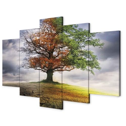 B&D XXL HandArt Bilder auf Leinwand 200x100 cm 5 tlg Leinwandbild mit Struktur-Effekt handbemalte Wandbilder mit Gel-Textur Wohnzimmer Wanddekoration Moderne Kunst c-A-0172-b-m von B&D XXL