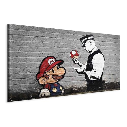 B&D XXL Wandbild Mega XXXL Banksy MarioEinteiliger XXL-Format Kunstdruck zur Selbstmontage Leinwandbilder moderne Bilder DIY Wanddekoration Wohnung Deko Design h-B-0080-ak-e von B&D XXL