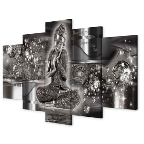 B&D XXL - Wandbilder XXL 150x75cm 5 tlg - Wand Deko Leinwand Bilder Groß Wanddeko Wohnzimmer Schlafzimmer Kunstdrucke - Buddha h-A-0053-b-p von B&D XXL