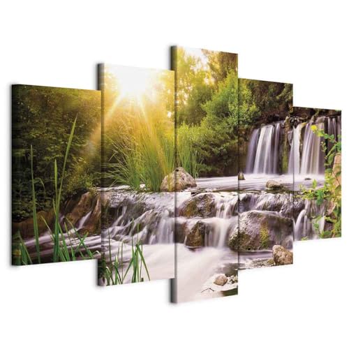 B&D XXL - Wandbilder XXL 200x100cm 5 tlg - Wand Deko Leinwand Bilder Groß Wanddeko Wohnzimmer Schlafzimmer Kunstdrucke - Natur Landschaft Wasserfall grün Bäume c-C-0026-b-n B&D XXL - Wandbilder XXL 200x100cm 5 tlg - Wand Deko Leinwand Bilder Groß Wanddeko Wohnzimmer Schlafzimmer Kunstdrucke - Natur Landschaft Wasserfall grün Bäume c-C-0026-b-n von Cuadros B&D XXL