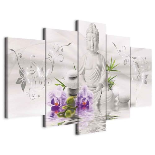B&D XXL - Wandbilder XXL Buddha 100x50cm 5 tlg - Wand Deko Leinwand Bilder Groß Wanddeko Wohnzimmer Schlafzimmer Kunstdrucke - Blumen Orchidee Zen Spa Feng Shui b-A-0020-b-n B&D XXL - Wandbilder XXL Buddha 100x50cm 5 tlg - Wand Deko Leinwand Bilder Groß Wanddeko Wohnzimmer Schlafzimmer Kunstdrucke - Blumen Orchidee Zen Spa Feng Shui b-A-0020-b-n von Cuadros B&D XXL