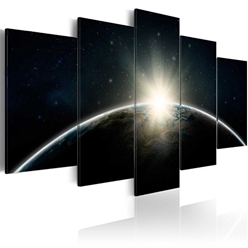 B&D XXL - Wandbilder XXL Erde 200x100cm 5 tlg - Wand Deko Leinwand Bilder Groß Wanddeko Wohnzimmer Schlafzimmer Kunstdrucke - Earth Weltall Himmel Sterne f-A-0089-b-m von Cuadros B&D XXL