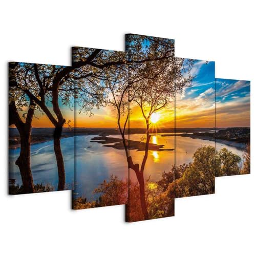 B&D XXL - Wandbilder XXL Landschaft 150x75cm 5 tlg - Wand Deko Leinwand Bilder Groß Wanddeko Wohnzimmer Schlafzimmer Kunstdrucke - See Natur Sonnenuntergang Panorama c-B-0640-b-m B&D XXL - Wandbilder XXL Landschaft 150x75cm 5 tlg - Wand Deko Leinwand Bilder Groß Wanddeko Wohnzimmer Schlafzimmer Kunstdrucke - See Natur Sonnenuntergang Panorama c-B-0640-b-m von B&D XXL