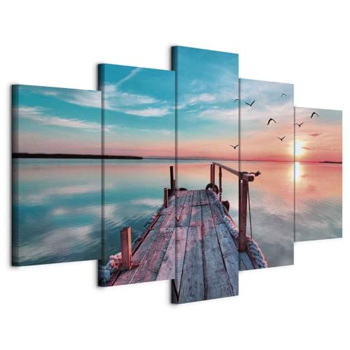 B&D XXL - Wandbilder XXL Landschaft Natur 150x75cm 5 tlg - Wand Deko Leinwand Bilder Groß Wanddeko Wohnzimmer Schlafzimmer Kunstdrucke - Brücke Sonnenuntergang See c-B-0124-b-p B&D XXL - Wandbilder XXL Landschaft Natur 150x75cm 5 tlg - Wand Deko Leinwand Bilder Groß Wanddeko Wohnzimmer Schlafzimmer Kunstdrucke - Brücke Sonnenuntergang See c-B-0124-b-p von B&D XXL