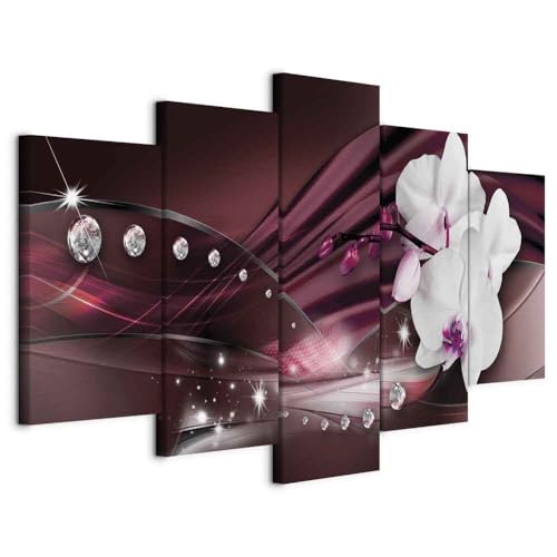 B&D XXL - Wandbilder XXL Orchidee 200x100cm 5 tlg - Wand Deko Leinwand Bilder Groß Wanddeko Wohnzimmer Schlafzimmer Kunstdrucke - Abstrakt Glanz Schmuck Blumen Diamant b-A-0097-b-o B&D XXL - Wandbilder XXL Orchidee 200x100cm 5 tlg - Wand Deko Leinwand Bilder Groß Wanddeko Wohnzimmer Schlafzimmer Kunstdrucke - Abstrakt Glanz Schmuck Blumen Diamant b-A-0097-b-o von Cuadros B&D XXL