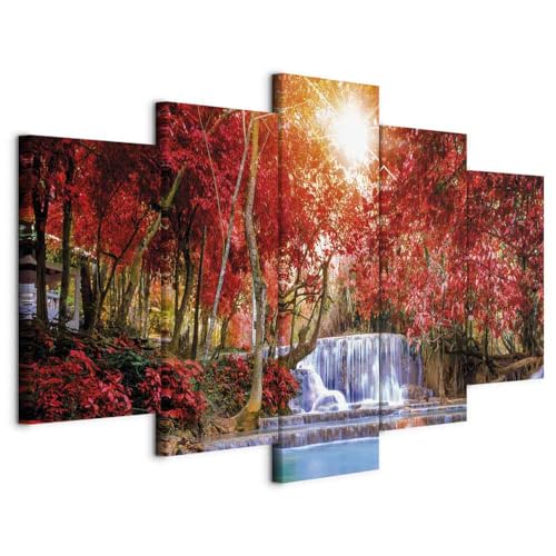 B&D XXL - Wandbilder XXL Wasserfall 150x75cm 5 tlg - Wand Deko Leinwand Bilder Groß Wanddeko Wohnzimmer Schlafzimmer Kunstdrucke - Natur Landschaft Bäume bunt c-B-0120-b-m B&D XXL - Wandbilder XXL Wasserfall 150x75cm 5 tlg - Wand Deko Leinwand Bilder Groß Wanddeko Wohnzimmer Schlafzimmer Kunstdrucke - Natur Landschaft Bäume bunt c-B-0120-b-m von B&D XXL