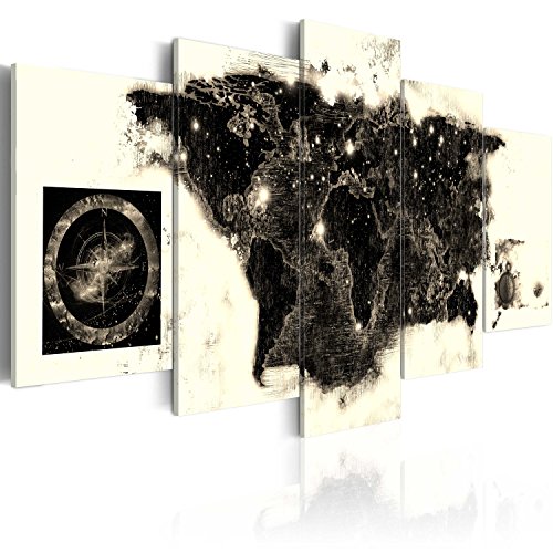 B&D XXL - Wandbilder XXL Weltkarte 150x75cm 5 tlg - Wand Deko Leinwand Bilder Groß Wanddeko Wohnzimmer Schlafzimmer Kunstdrucke - Landkarte World Map Kontinente weiß schwarz B&D XXL - Wandbilder XXL Weltkarte 150x75cm 5 tlg - Wand Deko Leinwand Bilder Groß Wanddeko Wohnzimmer Schlafzimmer Kunstdrucke - Landkarte World Map Kontinente weiß schwarz von B&D XXL