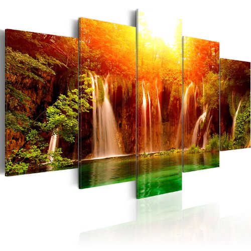 murando - Bilder Wasserfall - Leinwandbilder - Fertig Aufgespannt - Vlies Leinwand - 5 tlg - Wandbilder XXL - Kunstdrucke - Wandbild - Landschaft Natur Bäume 030212-101 (#04, 200x100 cm) von B&D XXL