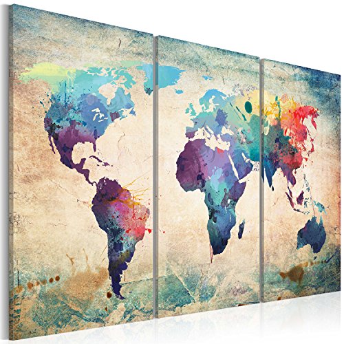 Kunstdruck auf Leinwand, Triptychon / 3-teiliges Gemälde, Motiv: Weltkarte, 020113-47 + 60 x 40 cm, 90x60 cm Tableau liege Kunstdruck auf Leinwand, Triptychon / 3-teiliges Gemälde, Motiv: Weltkarte, 020113-47 + 60 x 40 cm, 90x60 cm Tableau liege von Cuadros B&D XXL