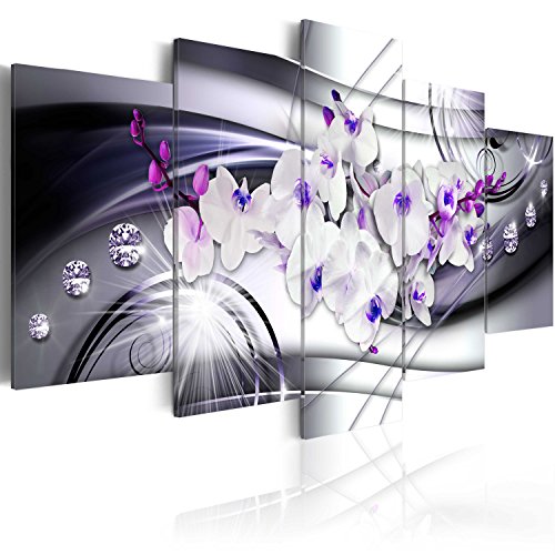 B&D XXL Acrylglasbild Abstrakt 200x100 cm 5 Teilig Wandbild auf Acryl Glasbilder Kunstdruck Moderne Acrylglas Platte Wanddekoration Geschenke Heimdekoration Glasbild Blumen Orchidee Diamant von B&D XXL
