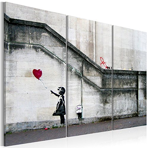 murando Acrylglasbild Banksy 120x80 cm 3 Teilig Wandbild auf Acryl Glasbilder Kunstdruck Moderne Acrylglas Platte Wanddekoration Geschenke Heimdekoration Glasbild Street Art Girl with Ballon Grafitti von B&D XXL