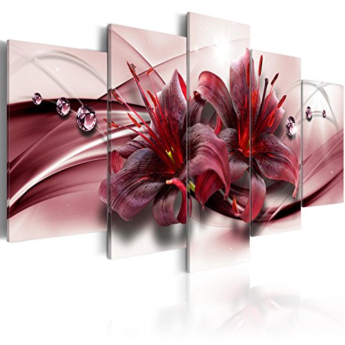 murando Acrylglasbild Blumen 200x100 cm 5 Teilig Wandbild auf Acryl Glasbilder Kunstdruck Moderne Acrylglas Platte Wanddekoration Geschenke Heimdekoration Glasbild Lilien Abstrakt Diamant b-C-0155-k-n von B&D XXL