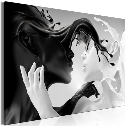 B&D XXL Acrylglasbild Coffee&Milk Liebe 1 Teilig Wandbild auf Acryl Glasbilder Kunstdruck Moderne Acrylglas Platte Wanddekoration Geschenke Heimdekoration Glasbild - Abstrakt Paar schwarz weiß von B&D XXL