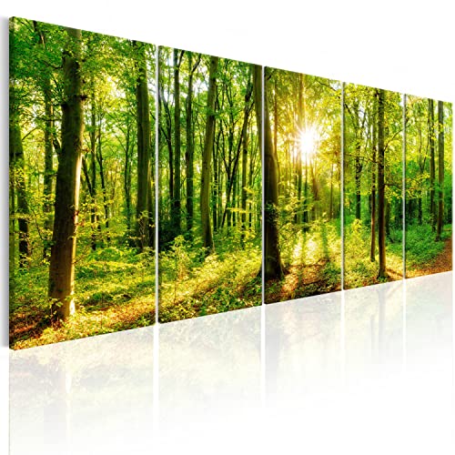 murando Acrylglasbild Wald 150x60 cm 5 Teilig Wandbild auf Acryl Glasbilder Kunstdruck Moderne Acrylglas Platte Wanddekoration Geschenke Heimdekoration Glasbild Landschaften Natur Baume c-B-0184-k-m von B&D XXL