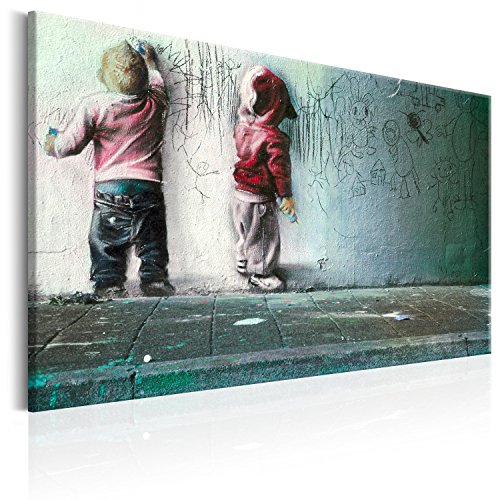 murando - Akustikbild Banksy Kids Painting 120x80 cm 1 tlg Bilder Akustikschaum Schallschutz Kunst Akustikpaneele Wandpaneele Schalldämmung Schallabsorber Poster Kinder Graffiti i-B-0024-b-c von B&D XXL