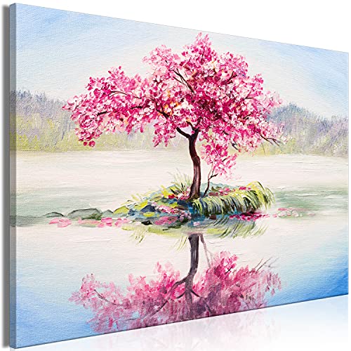 murando Akustikbild Blumen Baum Bilder Akustikschaum Hochleistungsschallabsorber Schallschutz Leinwand 1 tlg Wandbild Raumakustik Schalldämmung Japan Rosa Kirsche wie gemalt von B&D XXL