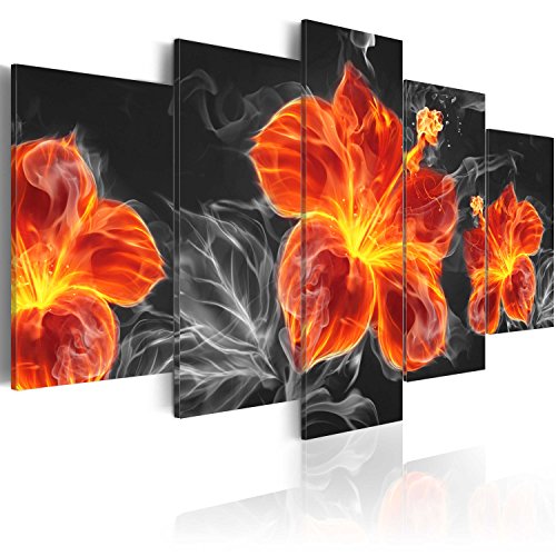 murando Akustikbild Blumen Feuer Bilder Akustikschaum Hochleistungsschallabsorber Schallschutz Leinwand 5 tlg Wandbild Raumakustik Schalldämmung b-A-0227-b-o von B&D XXL