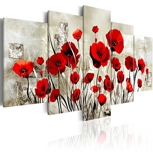 murando Akustikbild Blumen Mohn Bilder Akustikschaum Hochleistungsschallabsorber Schallschutz Leinwand 5 tlg Wandbild Raumakustik Schalldämmung b-A-0001-b-o von B&D XXL