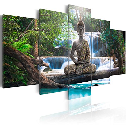 murando Akustikbild Buddha Landschaft Bilder Akustikschaum Hochleistungsschallabsorber Schallschutz Leinwand 5 tlg Wandbild Raumakustik Schalldämmung c-A-0021-b-n von B&D XXL