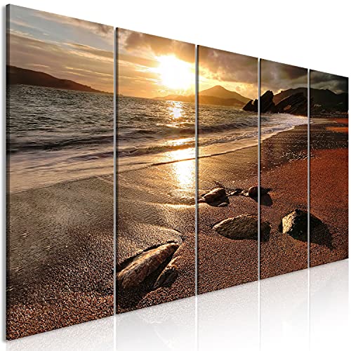 murando Akustikbild Meer und Strand Bilder Akustikschaum Hochleistungsschallabsorber Schallschutz Leinwand 5 tlg Wandbild Raumakustik Schalldämmung Landschaft - c-B-0551-b-m von B&D XXL