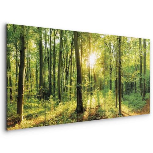 murando - Akustikbild Wald 200x80 cm 5 tlg Bilder Akustikschaum Schallschutz Akustikpaneele Wandpaneele Schalldämmung Wandbild Schallabsorber Akustikplatten Waldlandschaft Natur Baum c-B-0184-b-m von B&D XXL