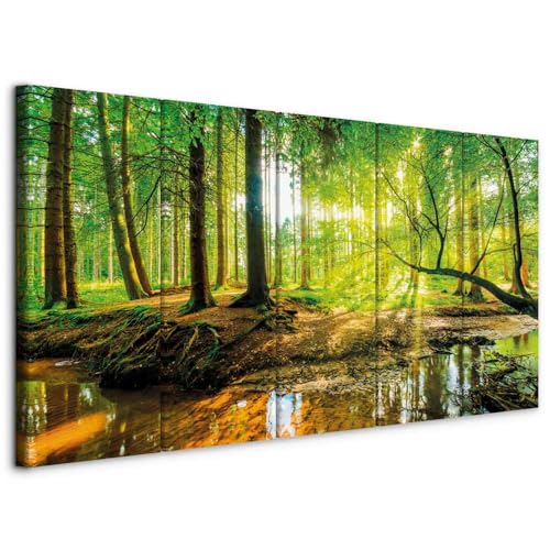 B&D XXL - Akustikbild Wald 200x80 cm 5 tlg Bilder Akustikschaum Schallschutz Kunst Akustikpaneele Wandpaneele Schalldämmung Wandbild Schallabsorber Akustikplatten Landschaft Natur c-B-0241-b-m von B&D XXL