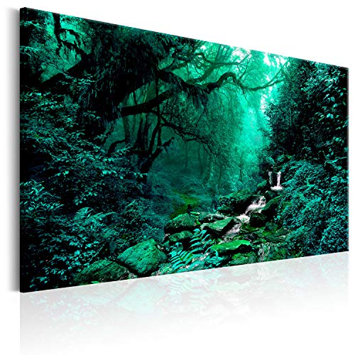 murando Akustikbild Wald Bach Bilder Akustikschaum Hochleistungsschallabsorber Schallschutz Leinwand 1 tlg Wandbild Raumakustik Schalldämmung Natur Landschaft Bäume grün von B&D XXL