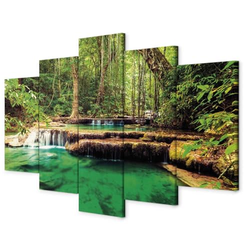 murando Akustikbild Wasserfall Natur Bilder Akustikschaum Hochleistungsschallabsorber Schallschutz Leinwand 5 tlg Wandbild Raumakustik Schalldämmung c-B-0036-b-n von B&D XXL