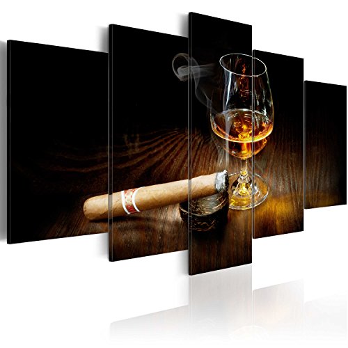 murando Akustikbild Whisky Zigarre Bilder Akustikschaum Hochleistungsschallabsorber Schallschutz Leinwand 5 tlg Wandbild Raumakustik Schalldämmung 030106-16 von B&D XXL