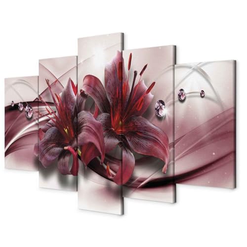 B&D XXL - Wandbilder XXL 100x50cm 5 tlg - Wand Deko Leinwand Bilder Groß Wanddeko Wohnzimmer Schlafzimmer Kunstdrucke - Blumen Lilien b-C-0155-b-n B&D XXL - Wandbilder XXL 100x50cm 5 tlg - Wand Deko Leinwand Bilder Groß Wanddeko Wohnzimmer Schlafzimmer Kunstdrucke - Blumen Lilien b-C-0155-b-n von Cuadros B&D XXL