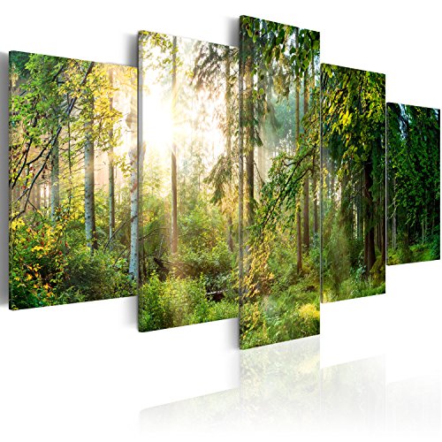 murando - Bilder 150x75 cm Vlies Leinwandbild 5 tlg Kunstdruck modern Wandbilder XXL Wanddekoration Design Wand Bild - Landschaft Wald Natur Bäume c-C-0033-b-n von B&D XXL