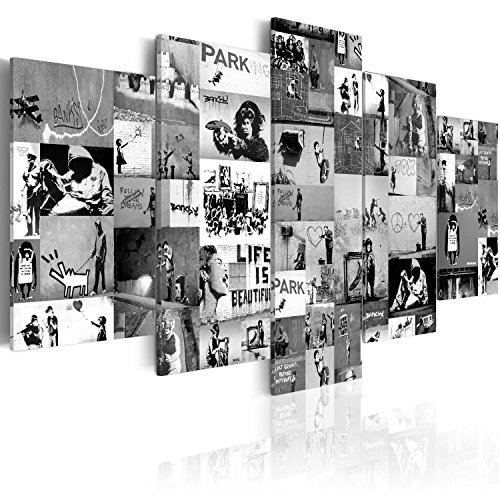 murando - Bilder 200x100 cm Vlies Leinwandbild 5 tlg Kunstdruck modern Wandbilder XXL Wanddekoration Design Wand Bild - Abstrakt Banksy Collage i-C-0092-b-o von B&D XXL