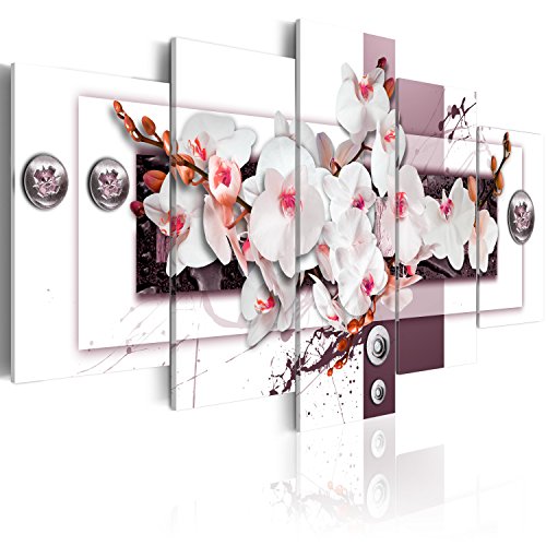 murando - Bilder 200x100 cm Vlies Leinwandbild 5 tlg Kunstdruck modern Wandbilder XXL Wanddekoration Design Wand Bild - Blumen Abstrakt b-C-0150-b-p von B&D XXL