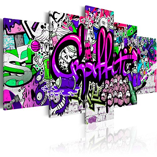 murando - Bilder 200x100 cm Vlies Leinwandbild 5 tlg Kunstdruck modern Wandbilder XXL Wanddekoration Design Wand Bild - Graffiti i-A-0103-b-o von B&D XXL