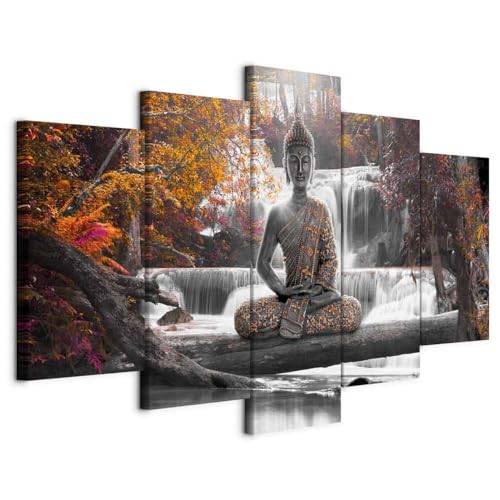 B&D XXL - Wandbilder XXL 225x112cm 5 tlg - Wand Deko Leinwand Bilder Groß Wanddeko Wohnzimmer Schlafzimmer Kunstdrucke - Buddha Landschaft Natur Wasserfall Baum Wald c-A-0021-b-p B&D XXL - Wandbilder XXL 225x112cm 5 tlg - Wand Deko Leinwand Bilder Groß Wanddeko Wohnzimmer Schlafzimmer Kunstdrucke - Buddha Landschaft Natur Wasserfall Baum Wald c-A-0021-b-p von B&D XXL