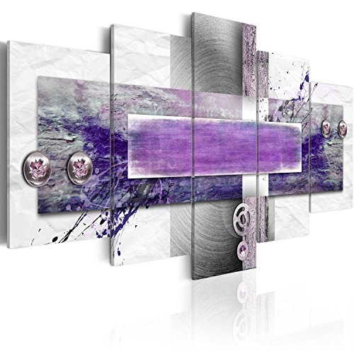 murando - Bilder Abstrakt 100x50 cm Vlies Leinwandbild 5 tlg Kunstdruck modern Wandbilder XXL Wanddekoration Design Wand Bild - Textur violett grau Farbflecken 020101-194 von B&D XXL