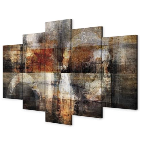 murando - Bilder Abstrakt 100x50 cm Vlies Leinwandbild 5 tlg Kunstdruck modern Wandbilder XXL Wanddekoration Design Wand Bild - geometrische Muster Textur braun grau a-A-0697-b-m von B&D XXL