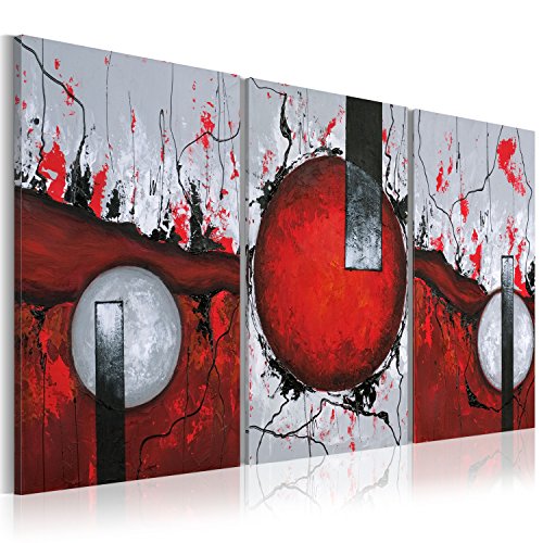 murando - Bilder Abstrakt 120x60 cm Vlies Leinwandbild 3 Teilig Kunstdruck modern Wandbilder XXL Wanddekoration Design Wand Bild - Kugeln grau rot schwarz 93148 von B&D XXL