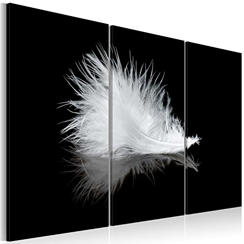 murando - Bilder Abstrakt 120x80 cm Vlies Leinwandbild 3 Teilig Kunstdruck modern Wandbilder XXL Wanddekoration Design Wand Bild - Feder schwarz weiss minimalistisch 030203-4 von B&D XXL