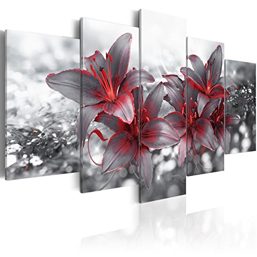 B&D XXL - Wandbilder XXL Abstrakt 200x100cm 5 tlg - Wand Deko Leinwand Bilder Groß Wanddeko Wohnzimmer Schlafzimmer Kunstdrucke - Blumen Lilien bokeh grau rot b-A-0300-b-n B&D XXL - Wandbilder XXL Abstrakt 200x100cm 5 tlg - Wand Deko Leinwand Bilder Groß Wanddeko Wohnzimmer Schlafzimmer Kunstdrucke - Blumen Lilien bokeh grau rot b-A-0300-b-n von Cuadros B&D XXL