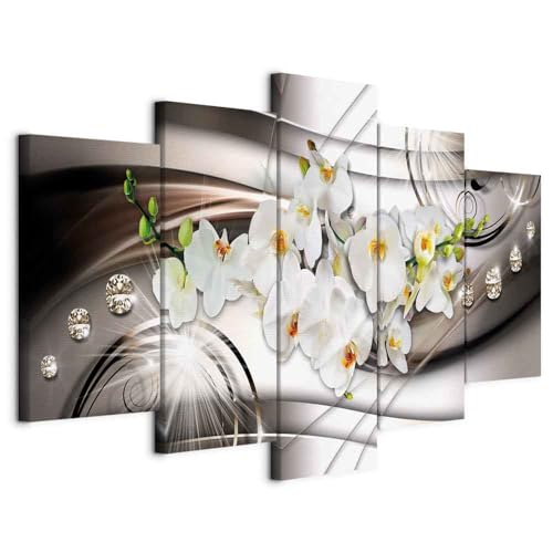 B&D XXL - Wandbilder XXL Abstrakt 200x100cm 5 tlg - Wand Deko Leinwand Bilder Groß Wanddeko Wohnzimmer Schlafzimmer Kunstdrucke - Blumen Orchidee Diamant b-A-0238-b-n B&D XXL - Wandbilder XXL Abstrakt 200x100cm 5 tlg - Wand Deko Leinwand Bilder Groß Wanddeko Wohnzimmer Schlafzimmer Kunstdrucke - Blumen Orchidee Diamant b-A-0238-b-n von Cuadros B&D XXL