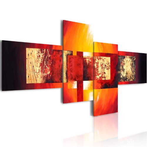 murando - Bilder Abstrakt 200x97 cm Vlies Leinwandbild 4 Teilig Kunstdruck modern Wandbilder XXL Wanddekoration Design Wand Bild - orange rot geometrisch 93511 von B&D XXL